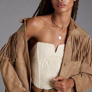 Anthropologie Porridge Lace Corset Top In Cream